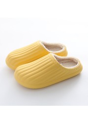 2021 Waterproof Cotton Slippers Thick-soled Plush Winter Warm Home Indoor Slippers Outdoor Slippers Memory Foam For Couples Shoes