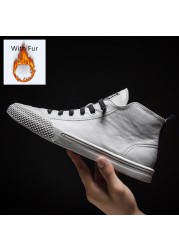 Autumn winter men's shoes high-quality genuine leather outdoor casual shoes breathable sports shoes non-slip simple white walking shoes