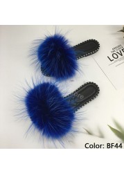 women flip flops summer fluffy slippers luxury real fur slides for women fluffy sliders jelly shoes woman flat sandals with fur