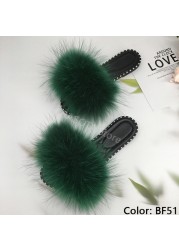 women flip flops summer fluffy slippers luxury real fur slides for women fluffy sliders jelly shoes woman flat sandals with fur