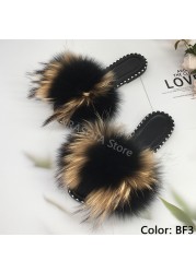 women flip flops summer fluffy slippers luxury real fur slides for women fluffy sliders jelly shoes woman flat sandals with fur