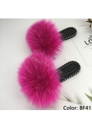 women flip flops summer fluffy slippers luxury real fur slides for women fluffy sliders jelly shoes woman flat sandals with fur