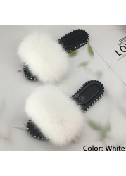 women flip flops summer fluffy slippers luxury real fur slides for women fluffy sliders jelly shoes woman flat sandals with fur