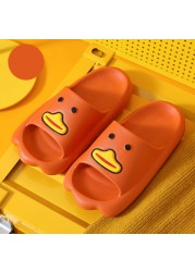 summer women men indoor slippers girls boy thick non-slip soft couple cartoon flip flops duck beach sandals ladies shoes