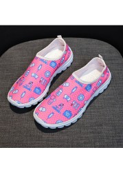 Women Comfortable Sneakers Casual Shoes Cartoon Nurse Print Women Sneakers Breathable Flat Shoes Zapatillas Mujer
