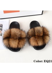 Natural Fur Slippers Women Home Fluffy Slippers House Furry Slides Luxury Summer Flip Flops with Real Fur Wholesale Dropshipping