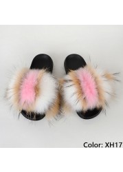 Natural Fur Slippers Women Home Fluffy Slippers House Furry Slides Luxury Summer Flip Flops with Real Fur Wholesale Dropshipping