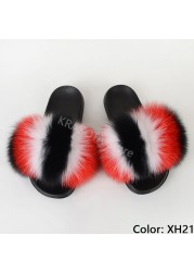 Natural Fur Slippers Women Home Fluffy Slippers House Furry Slides Luxury Summer Flip Flops with Real Fur Wholesale Dropshipping