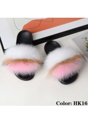 Natural Fur Slippers Women Home Fluffy Slippers House Furry Slides Luxury Summer Flip Flops with Real Fur Wholesale Dropshipping