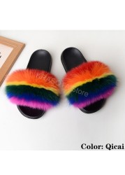 Natural Fur Slippers Women Home Fluffy Slippers House Furry Slides Luxury Summer Flip Flops with Real Fur Wholesale Dropshipping