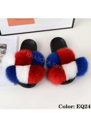 Natural Fur Slippers Women Home Fluffy Slippers House Furry Slides Luxury Summer Flip Flops with Real Fur Wholesale Dropshipping