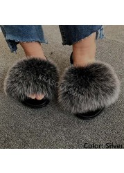 Natural Fur Slippers Women Home Fluffy Slippers House Furry Slides Luxury Summer Flip Flops with Real Fur Wholesale Dropshipping