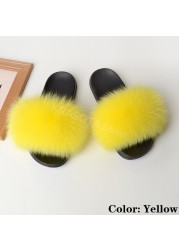 Natural Fur Slippers Women Home Fluffy Slippers House Furry Slides Luxury Summer Flip Flops with Real Fur Wholesale Dropshipping