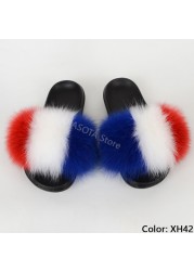 Natural Fur Slippers Women Home Fluffy Slippers House Furry Slides Luxury Summer Flip Flops with Real Fur Wholesale Dropshipping