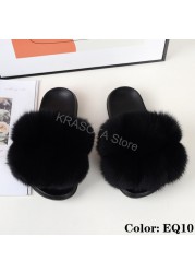 Natural Fur Slippers Women Home Fluffy Slippers House Furry Slides Luxury Summer Flip Flops with Real Fur Wholesale Dropshipping