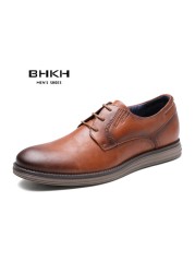 BHKH 2022 Autumn/Winter Leather Men Casual Shoes Smart Business Office Work Lace-up Dress Men Shoes