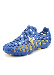 Ytween Men Sandals Summer Casual Unisex Hollow Jelly Breathable Shoes Men Women Beach Tourism Sandals Plus Size