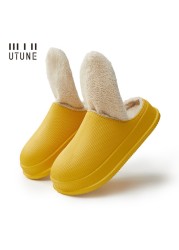 UTUNE EVA Slippers Women Winter Waterproof Shoes Warm Thick Sole Indoor Slippers Women House Shoes Anti-Slip Platform Shoes