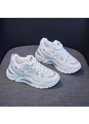 Autumn Winter Platform Sneakers Women Casual Chunky Vulcanized Shoes 2021 Fashion White Black Breathable Walking Mesh Flat Shoes
