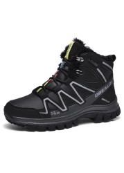 2022 Winter Warm Snow Tactical Ankle Boots Men Outdoor Hiking Boots Plush Waterproof Casual Combat Trekking Camping Sneakers