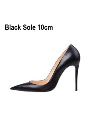 Classic Matte Black 12cm High Heel Shoes Woman Pumps Tacones Pointed Toe Stilettos Sexy Wedding Shoes qkob002 ROVICIYA