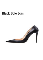 Classic Matte Black 12cm High Heel Shoes Woman Pumps Tacones Pointed Toe Stilettos Sexy Wedding Shoes qkob002 ROVICIYA