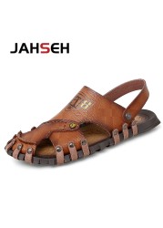 Summer Men Casual Sandals Outdoor Brand Slippers Genuine Leather Beach Shoes for Men Designer Mens Roman Sandals Zapatos Hombre