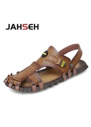 Summer Men Casual Sandals Outdoor Brand Slippers Genuine Leather Beach Shoes for Men Designer Mens Roman Sandals Zapatos Hombre