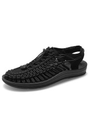 Men's sandals 2022 new summer breathable soft flat sandals outdoor beach slip-on fashion leisure woven sandals men casual shoes