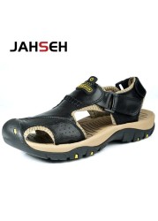 Size 38~48 New Sandals Genuine Leather Gladiator Sandals Brand Outdoor Beach Shoes For Men Summer Leather Casual Shoes Sneakers