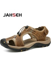 Size 38~48 New Sandals Genuine Leather Gladiator Sandals Brand Outdoor Beach Shoes For Men Summer Leather Casual Shoes Sneakers