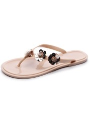 Women's PVC Summer Slippers Shiny Flat Shoes Casual Style Beachwear Outerwear