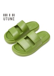 UTUNE Cream Slides Slippers for Women Indoor Shoes Bathroom Warm Summer EVA Home Sandals Men Memory Foam Outside Slippers