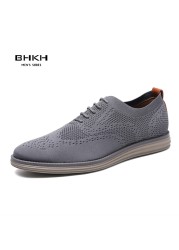 BHKH 2022 Breathable Knitted Mesh Casual Shoes Lightweight Smart Casual Shoes Office Work Shoes Men's Shoes