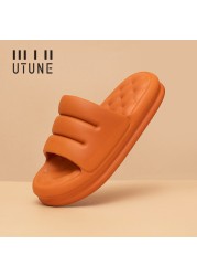 UTUNE Sofa Sandal Slides for Women Slippers Super Soft Indoor Shoes Sandals Men Platform EVA 4cm