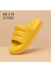 UTUNE Sofa Sandal Slides for Women Slippers Super Soft Indoor Shoes Sandals Men Platform EVA 4cm