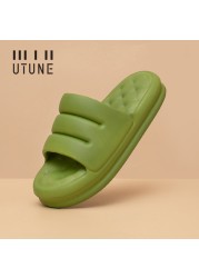 UTUNE Sofa Sandal Slides for Women Slippers Super Soft Indoor Shoes Sandals Men Platform EVA 4cm