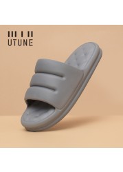 UTUNE Sofa Sandal Slides for Women Slippers Super Soft Indoor Shoes Sandals Men Platform EVA 4cm