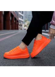 2022 Fashion Women Sneakers Vulcanized Shoes Lover Lace-up Casual Shoes Orange Basket Shoes Breathable Walking Sewing Men Flats