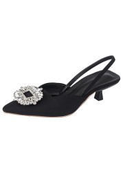 Summer new high-heeled girl spice hot rhinestone slippers thin Korean version large transparent strap metal chain buckle sandals