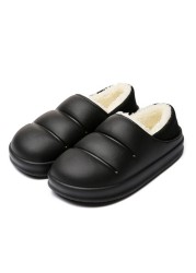 ASILETO Lovers Cotton Slippers Female Bag With Warm Shoes Indoor Home Household Thick-soled Waterproof Cotton Shoes Men Winter