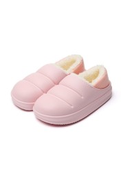 ASILETO Lovers Cotton Slippers Female Bag With Warm Shoes Indoor Home Household Thick-soled Waterproof Cotton Shoes Men Winter