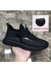 Men's Casual Velvet Running Shoes Breathable Cotton Sneakers Fashionable 2021 Autumn Winter Collection