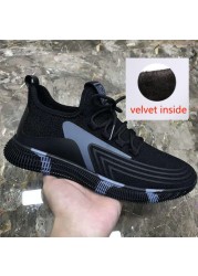 Men's Casual Velvet Running Shoes Breathable Cotton Sneakers Fashionable 2021 Autumn Winter Collection