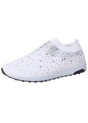 Running Flat Women's Shoes Breathable Mesh Fashion Bling Hot Drill Ladies Trainers Outdoor Slip On Plus Size 35-43 Women Shoes