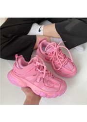 Brand Design Blue Color Women Sneakers 2021 New Fashion Woman Chunky Sneakers Lovely Pink Dad Shoes Trendy Girls Casual Shoes
