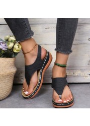 Female Wedges Sandals Plus Size 2022 Spring Autumn Gladiator Flats Slides Dress Fashion Platform Shoes Women Walking Slippers