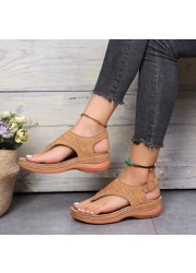 Female Wedges Sandals Plus Size 2022 Spring Autumn Gladiator Flats Slides Dress Fashion Platform Shoes Women Walking Slippers