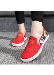 JERSEY-Women's Canvas Flats Canvas Shoes Comfortable Round Toe No Lace-up Plus Size 35-40 Casual Date F950 Spring Autumn