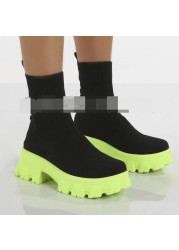 2021 Autumn Socks Women Shoes Slip On Fashion Loafers Fashion Women Knitted Sexy Boots Booties De Mujer